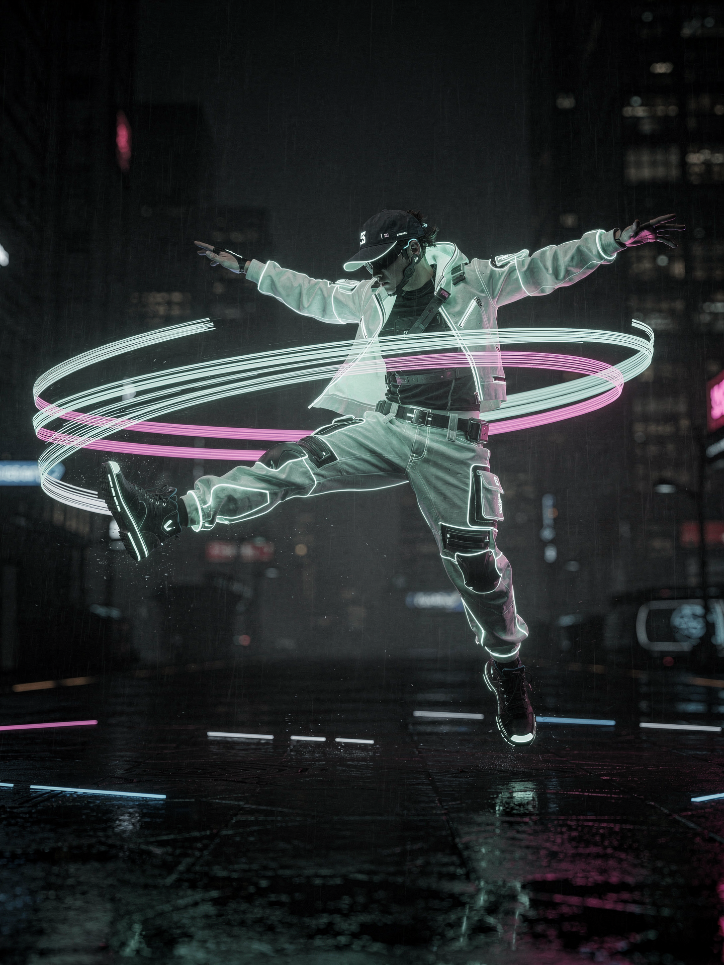 Работа ученика: cyberpunk-танец с motion trails